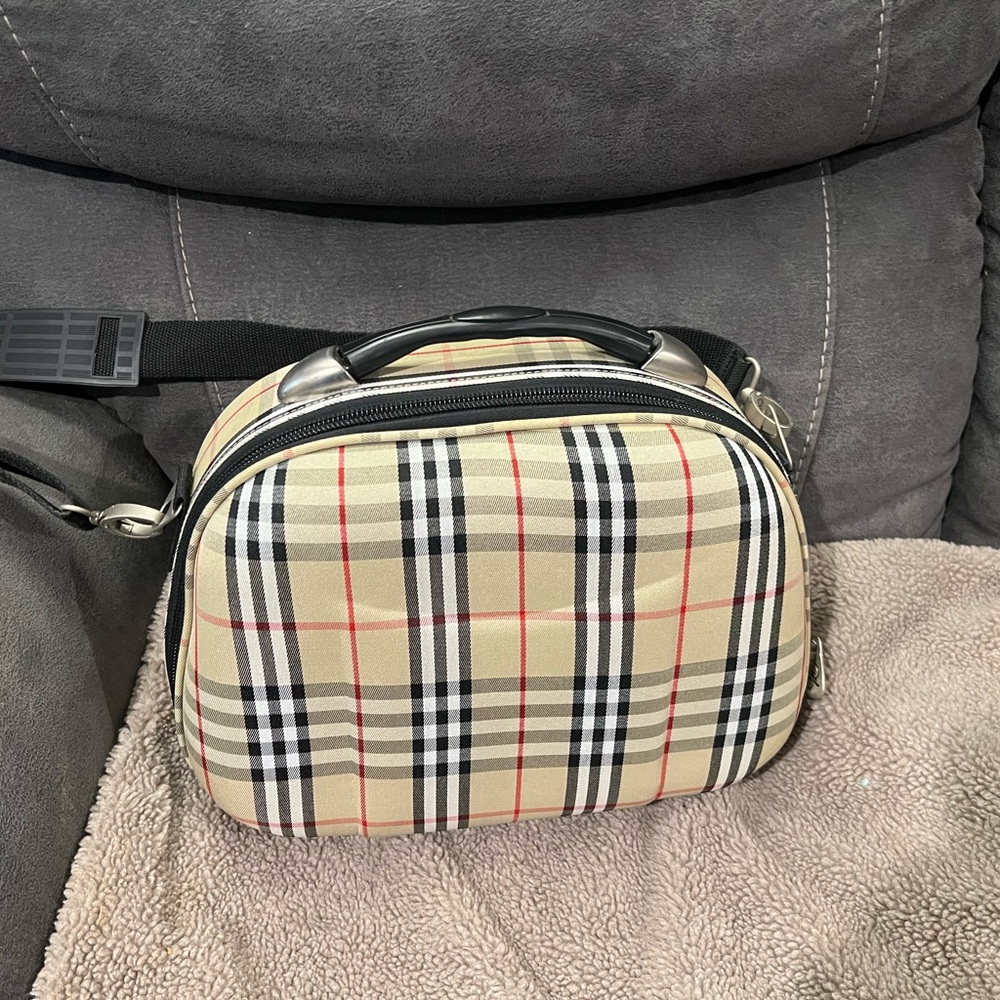 Structured Nova Check Style Travel Case with shoulder straps and organizers
